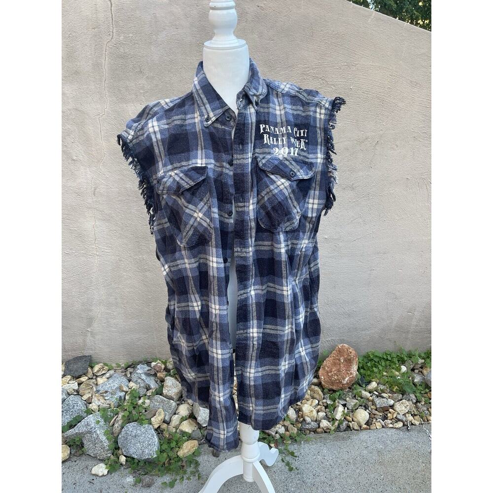 Motorcycle Shirt Skull Panama City Rally Week 2017 Biker Wear USA Flannel 2X